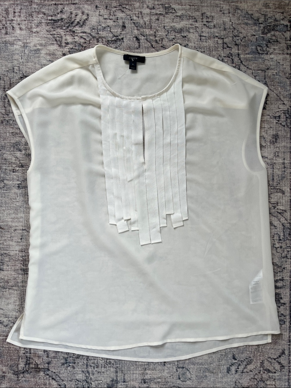 J.crew ivory ribbon front tuxedo short sleeved blouse - size 6